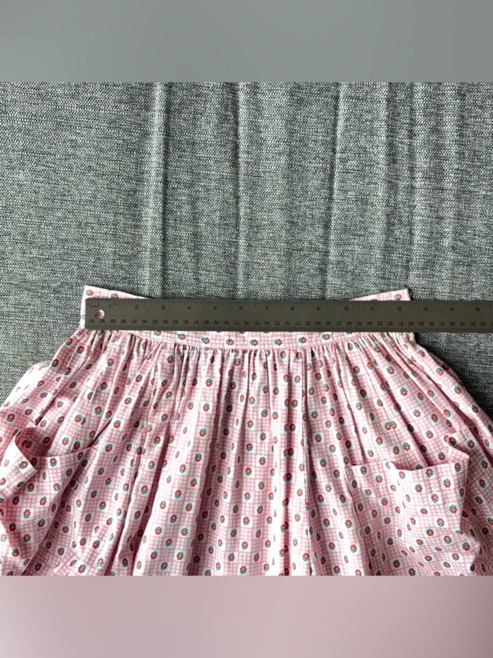 Vintage 80s Ralph Lauren Strawberry Print Skirt Size 6 Pocket Gathered Prairie - Picture 13 of 15